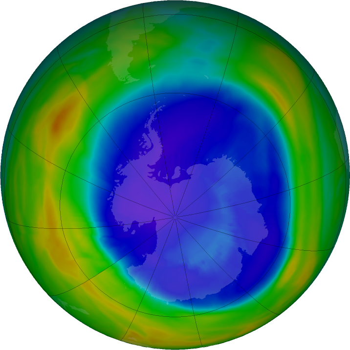 Antarctic ozone map for 08 September 2023